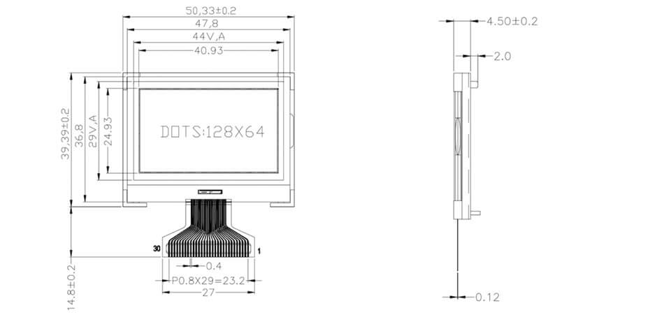 1.89 Inch TFT LCD Display 128×64 CPU SPI LCD Display for Measuring Rangefinder Display Solution