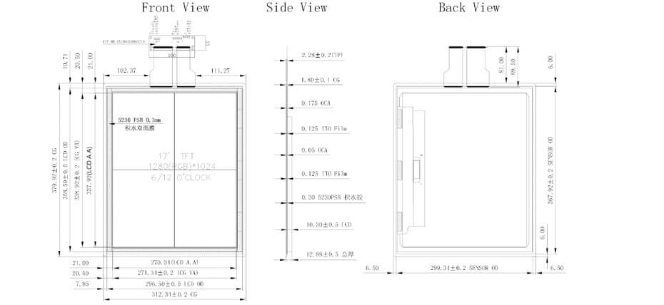 17 Inch TFT LCD Display 1280×1024 LVDS LCD Display With Capacitive Touch for Measuring Rangefinder Display Solution ET170SX01-HG_01
