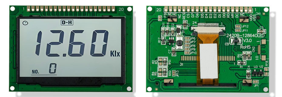 2.4 Inch Monochrome OLED Display 128×64 CPU SPI I2C OLED Display with PCB Controller Board for Measuring Rangefinder Display Solution