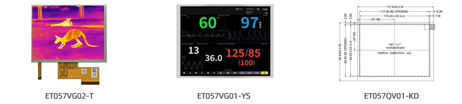 5.7 Inch TFT LCD Display 640×480 TTL Wide Temperature Displays LCD Display for Measuring Rangefinder Display Solution