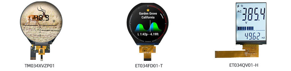 TM034XVZP01 3.4 Inch TFT LCD Display 800×800 MIPI Round Display With Capacitive Touch for Measuring Rangefinder Display Solution